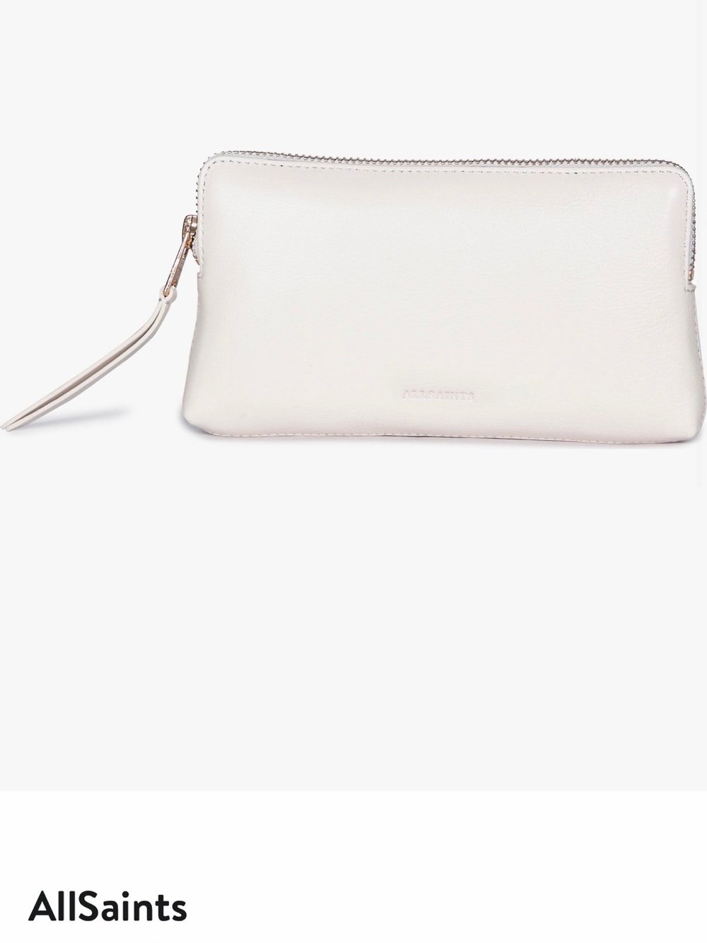 All Saints Cream Leather Zip Belt Bag